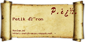 Petik Áron névjegykártya